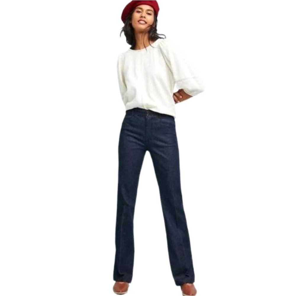 Anthropologie the Essential Trouser Dark Blue Denim Dress‎ Pants Women's Size 12